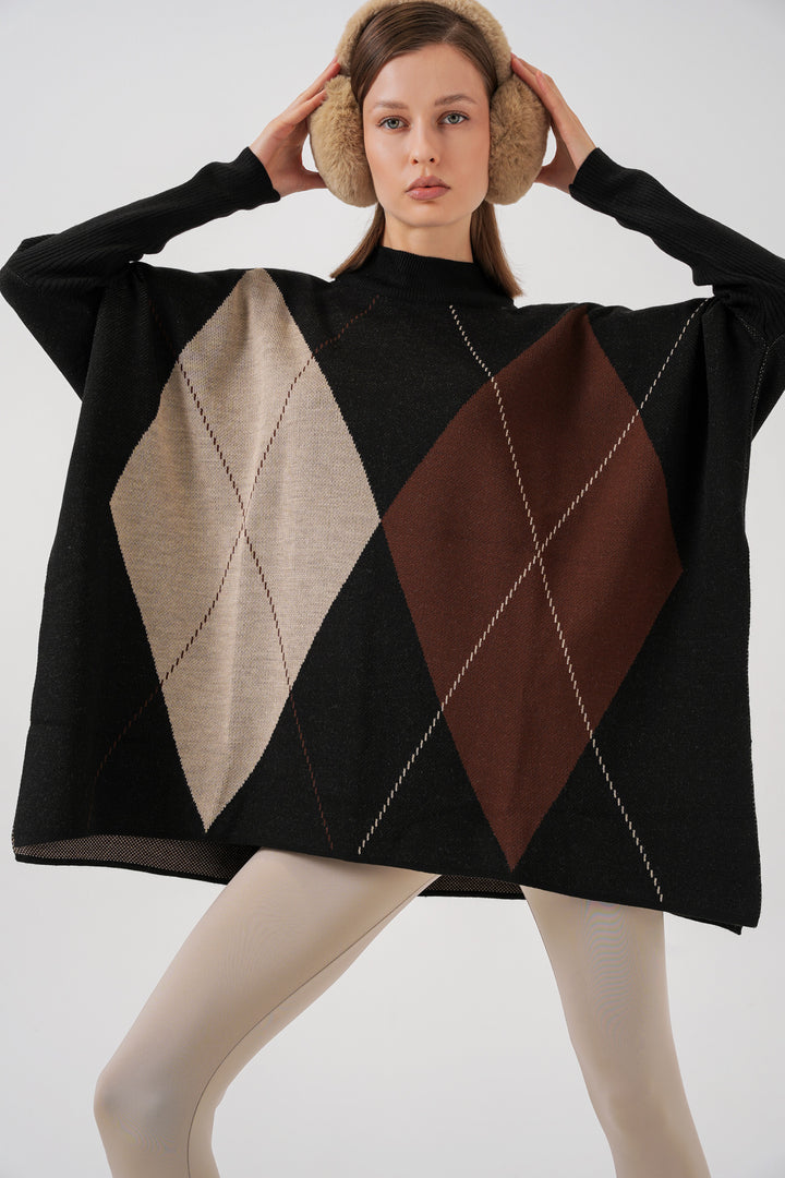 Bigdart Pull poncho avec fente 15783 - Noir