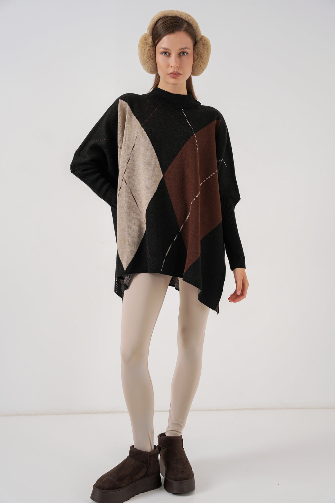 Bigdart Pull poncho avec fente 15783 - Noir