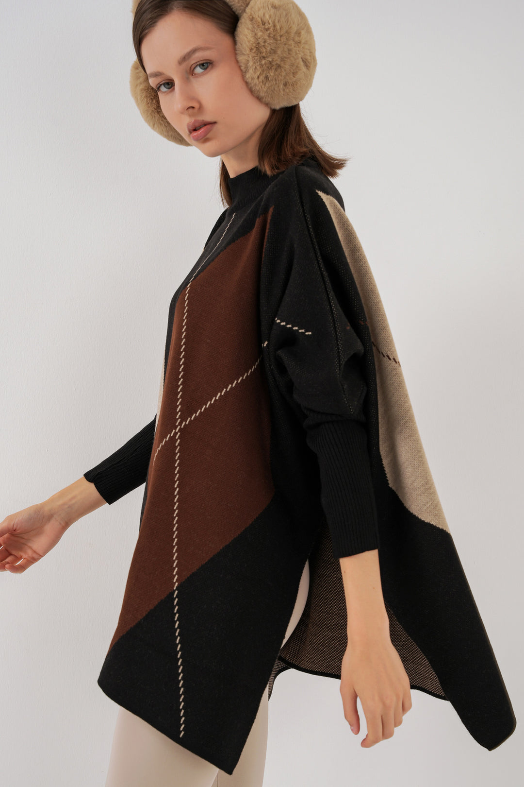 Bigdart Pull poncho avec fente 15783 - Noir