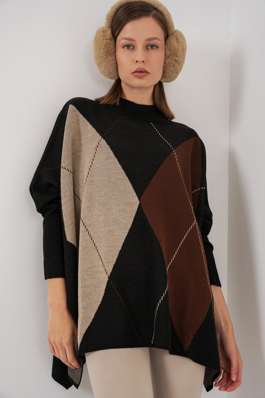 Bigdart Pull poncho avec fente 15783 - Noir