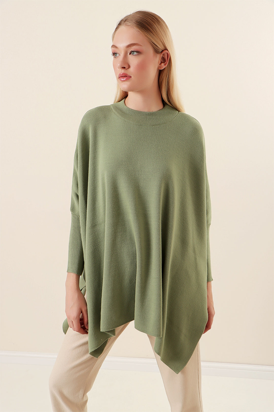 Bigdart Pull poncho avec fente - Vert amande