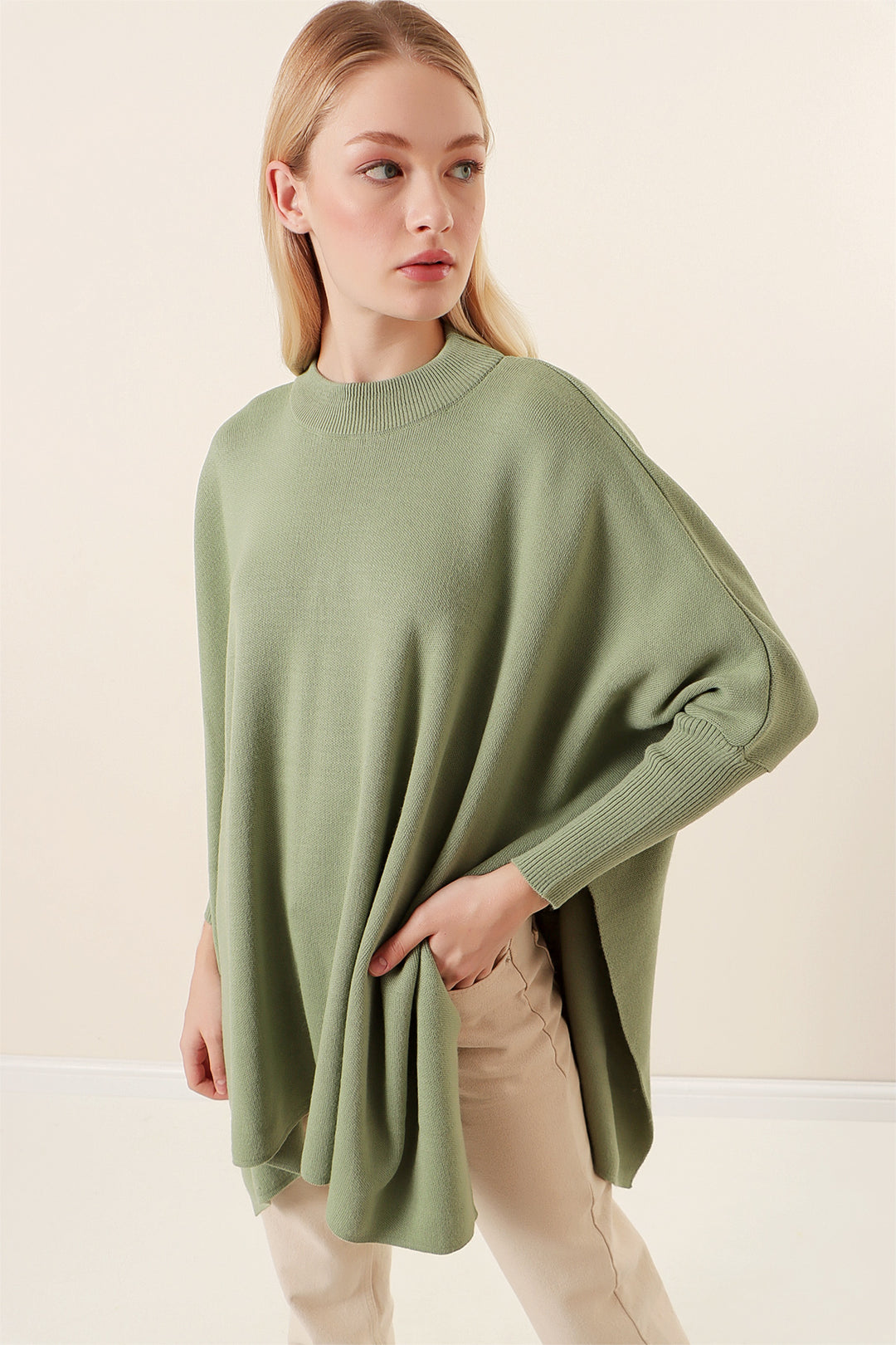Bigdart Pull poncho avec fente - Vert amande