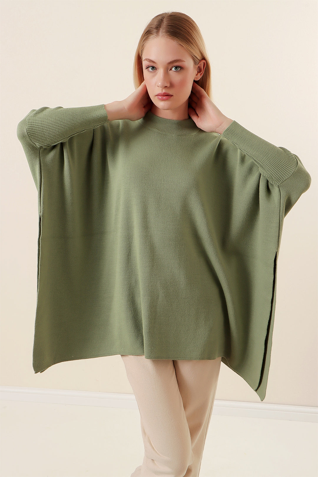 Bigdart Pull poncho avec fente - Vert amande