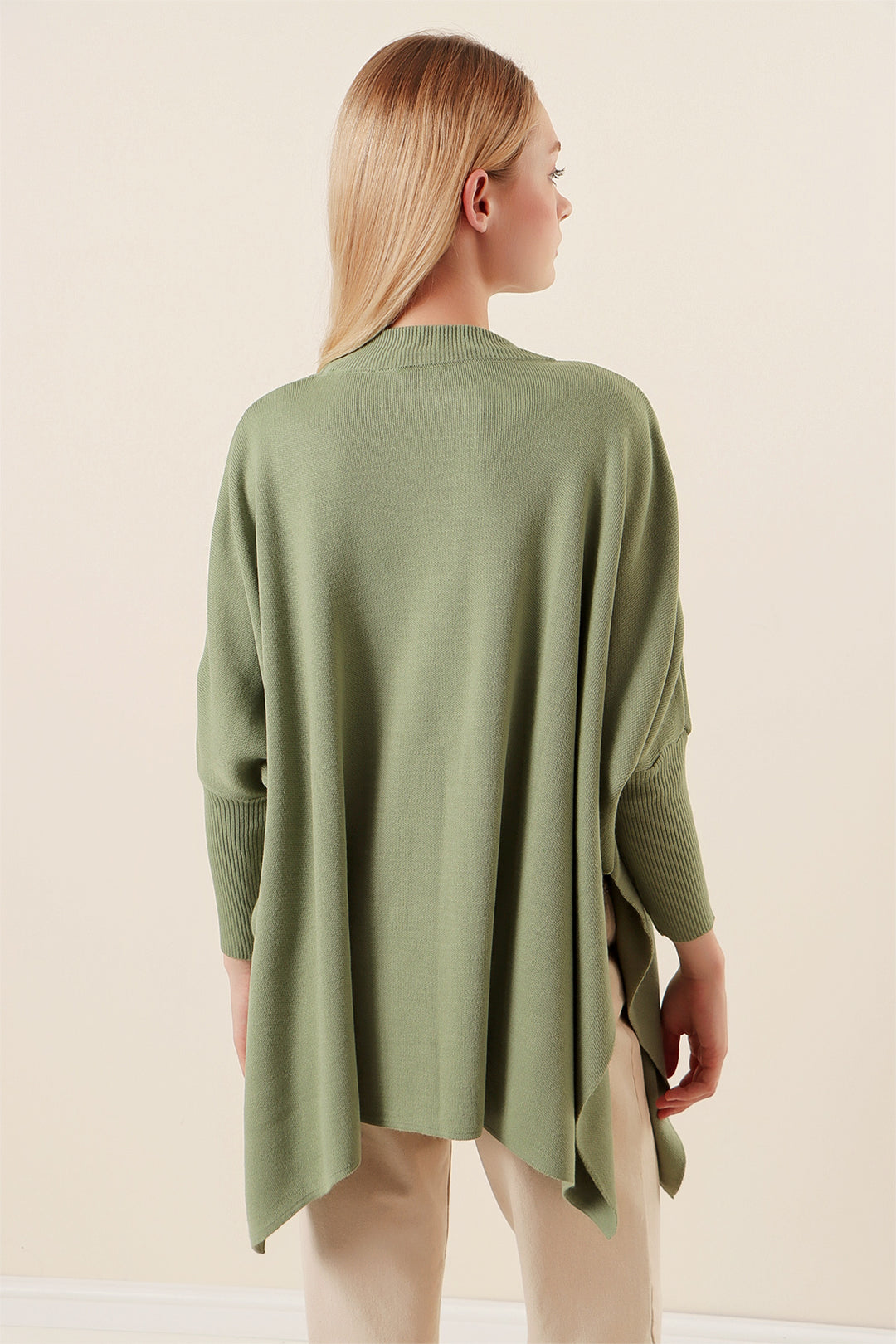 Bigdart Pull poncho avec fente - Vert amande
