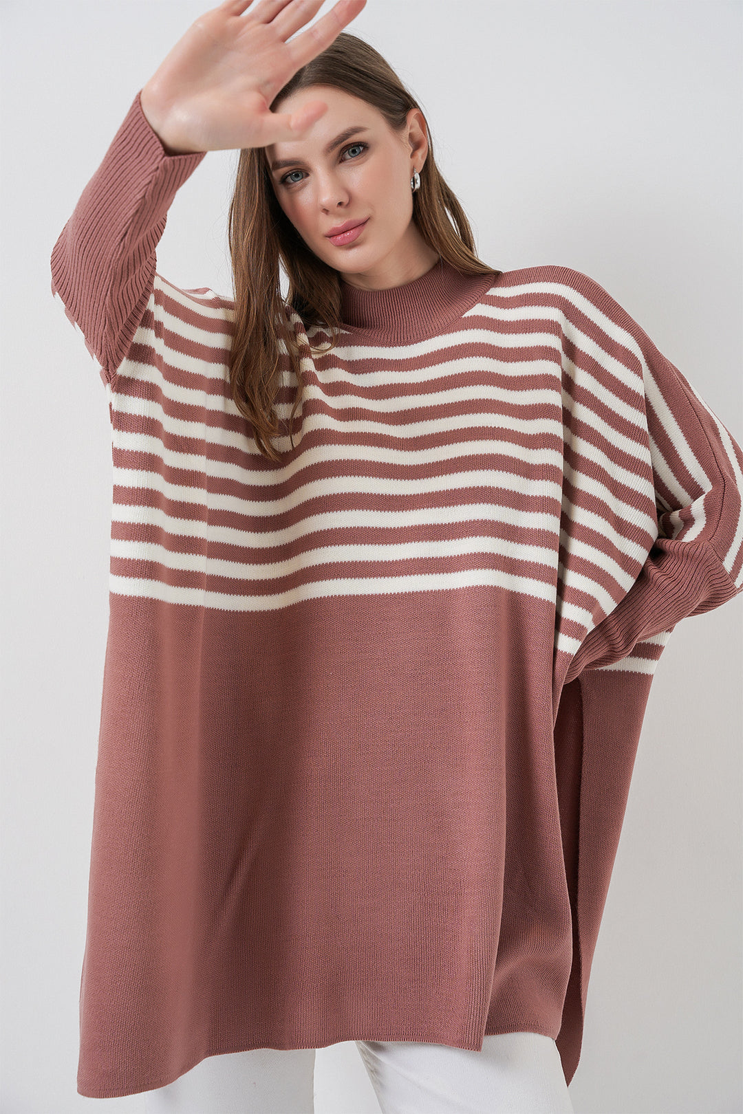 Bigdart 15783 Pull Poncho Fendu - d.gül kurusu