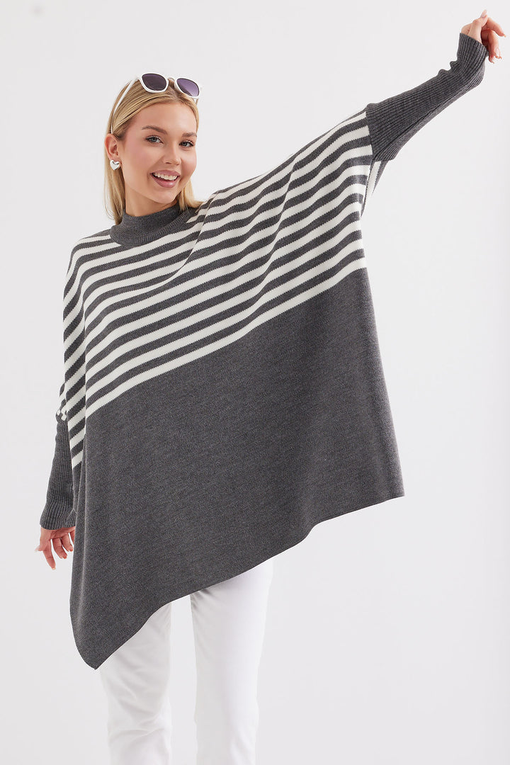Bigdart 15783 Pull Poncho Fendu - f.Griss