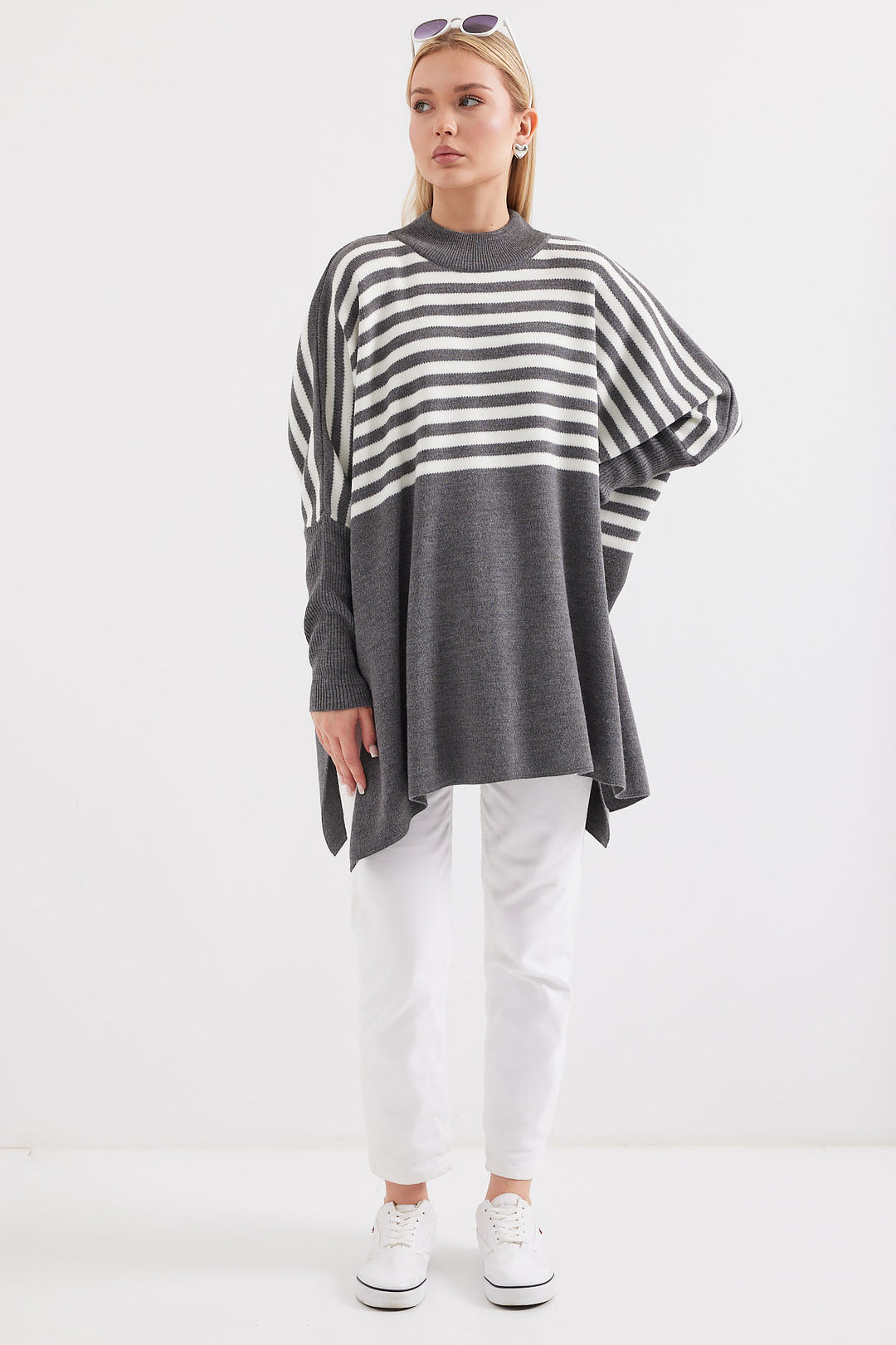 Bigdart 15783 Pull Poncho Fendu - f.Griss