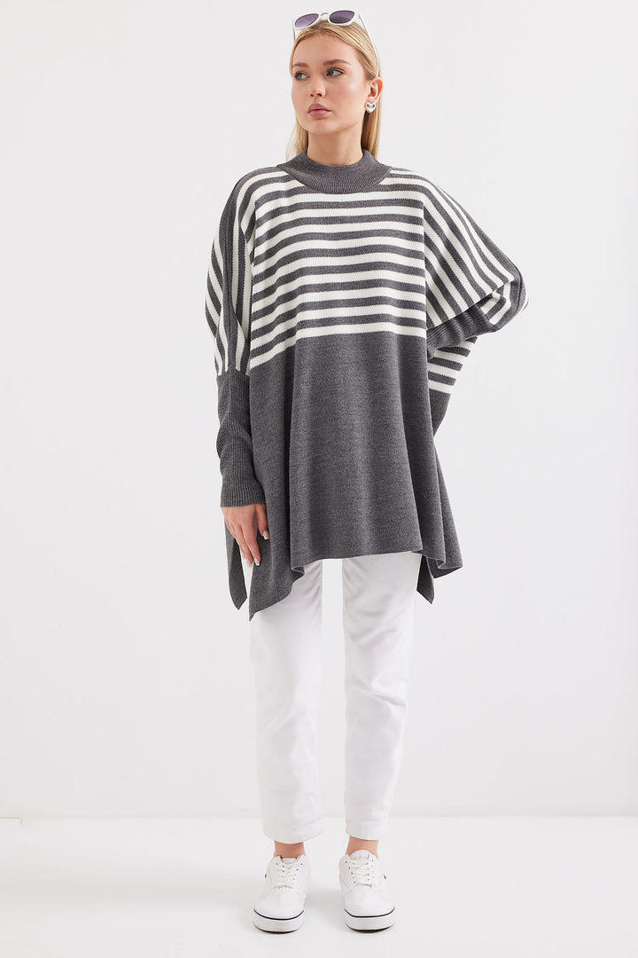 Bigdart 15783 Pull Poncho Fendu - f.Griss