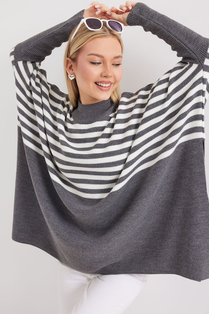 Bigdart 15783 Pull Poncho Fendu - f.Griss