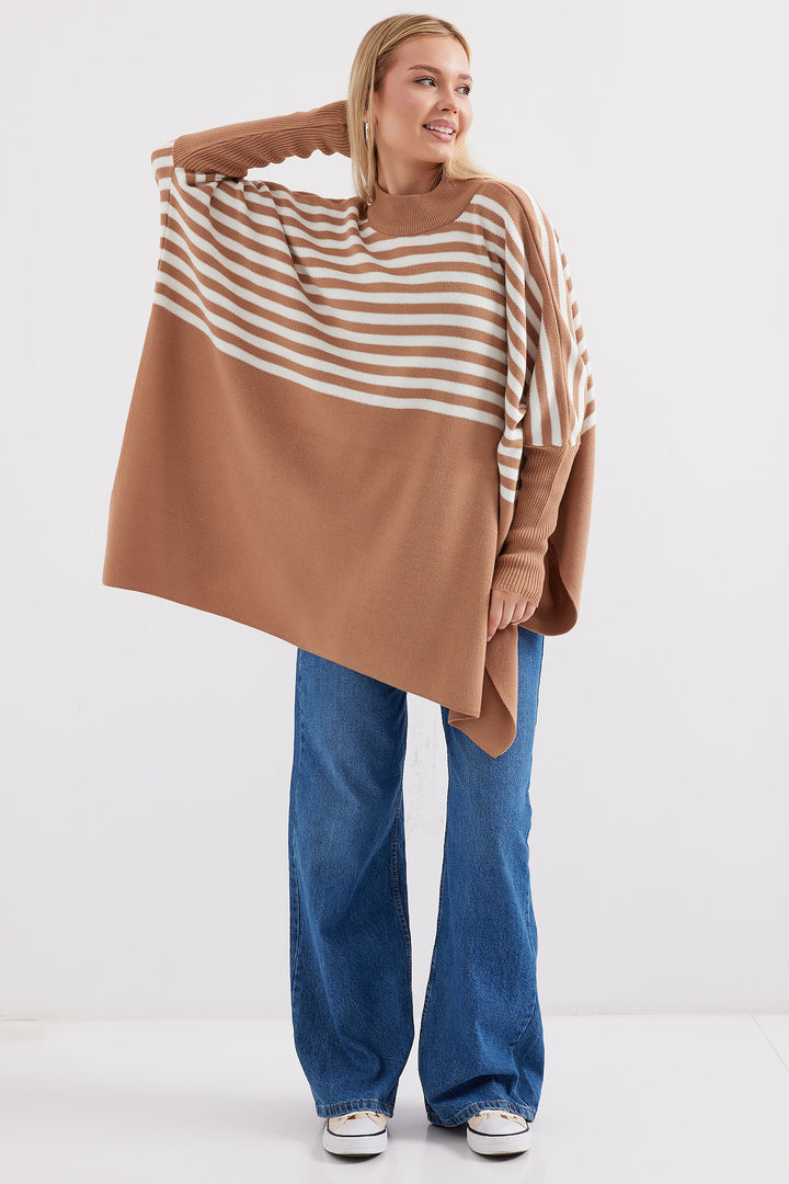 Bigdart 15783 Pull poncho fendu - Vison