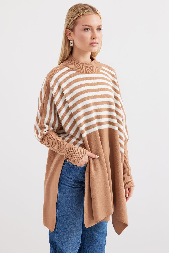 Bigdart 15783 Pull poncho fendu - Vison