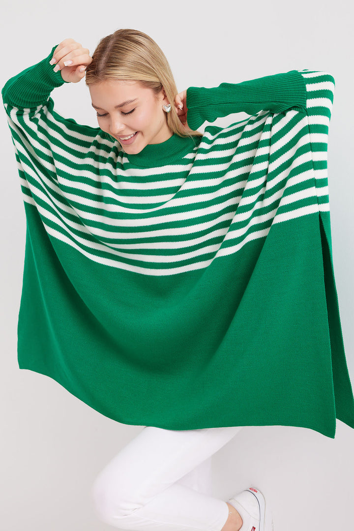 Bigdart 15783 Pull poncho fendu - Vert foncé