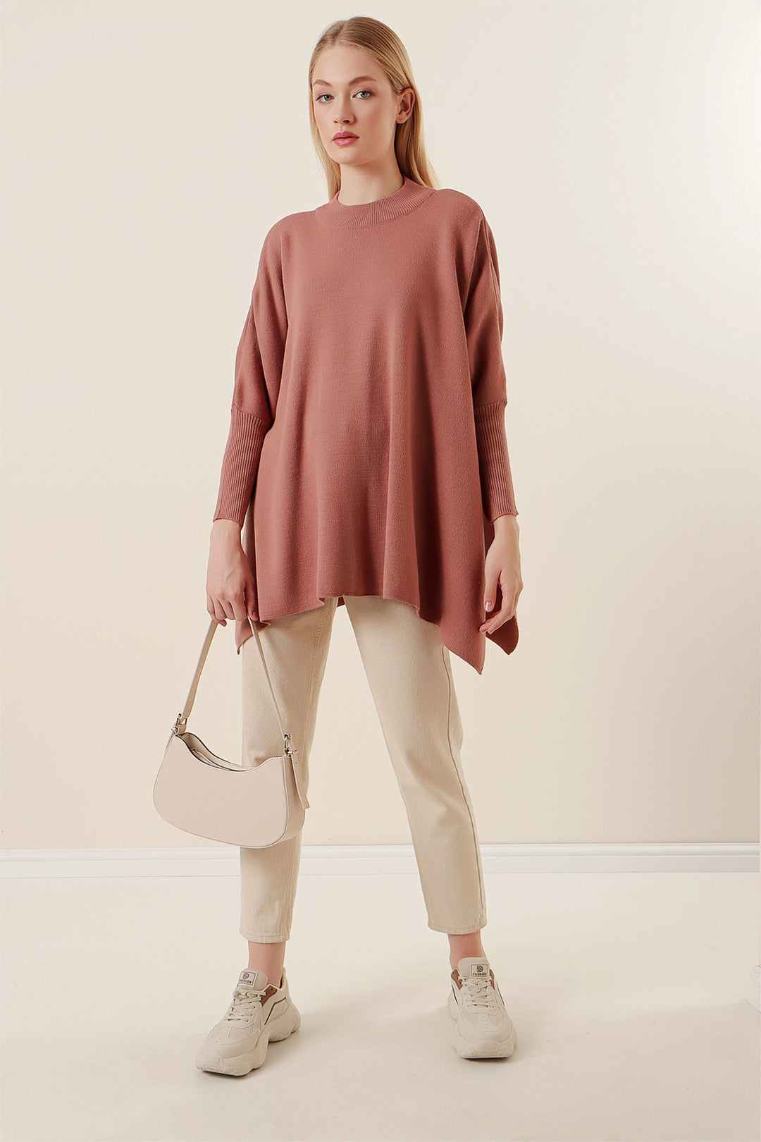 Bigdart Pull poncho avec fente - Vieux rose