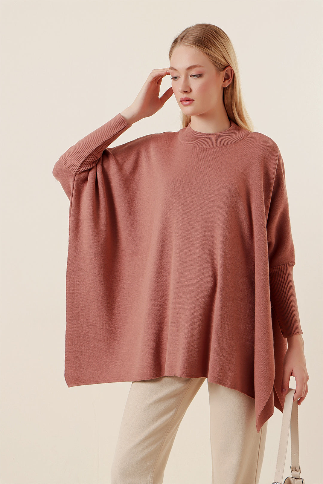 Bigdart Pull poncho avec fente - Vieux rose