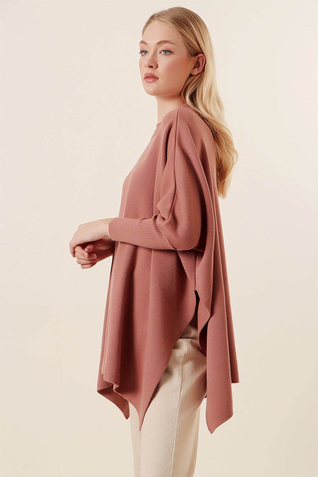 Bigdart Pull poncho avec fente - Vieux rose