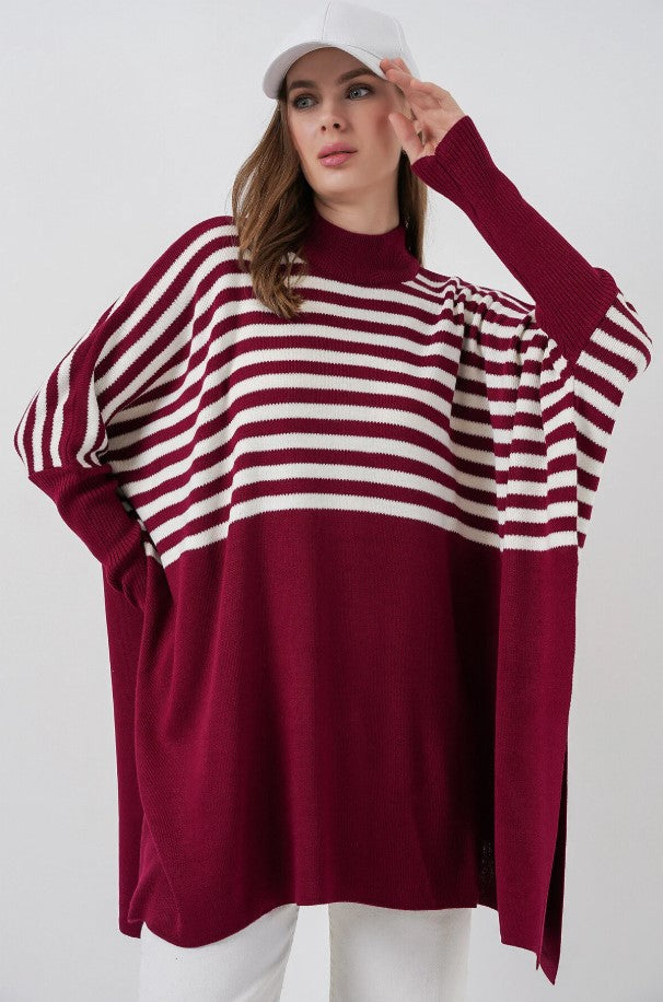 Bigdart 15783 Pull Poncho Fendu - h. Bordeaux