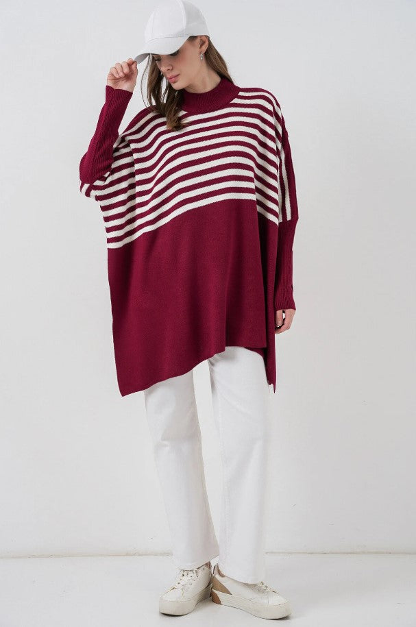Bigdart 15783 Pull Poncho Fendu - h. Bordeaux