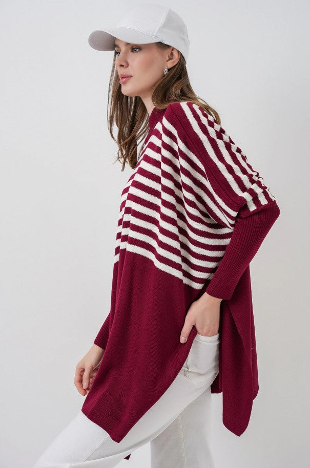 Bigdart 15783 Pull Poncho Fendu - h. Bordeaux