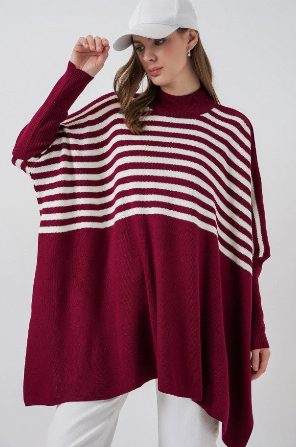 Bigdart 15783 Pull Poncho Fendu - h. Bordeaux