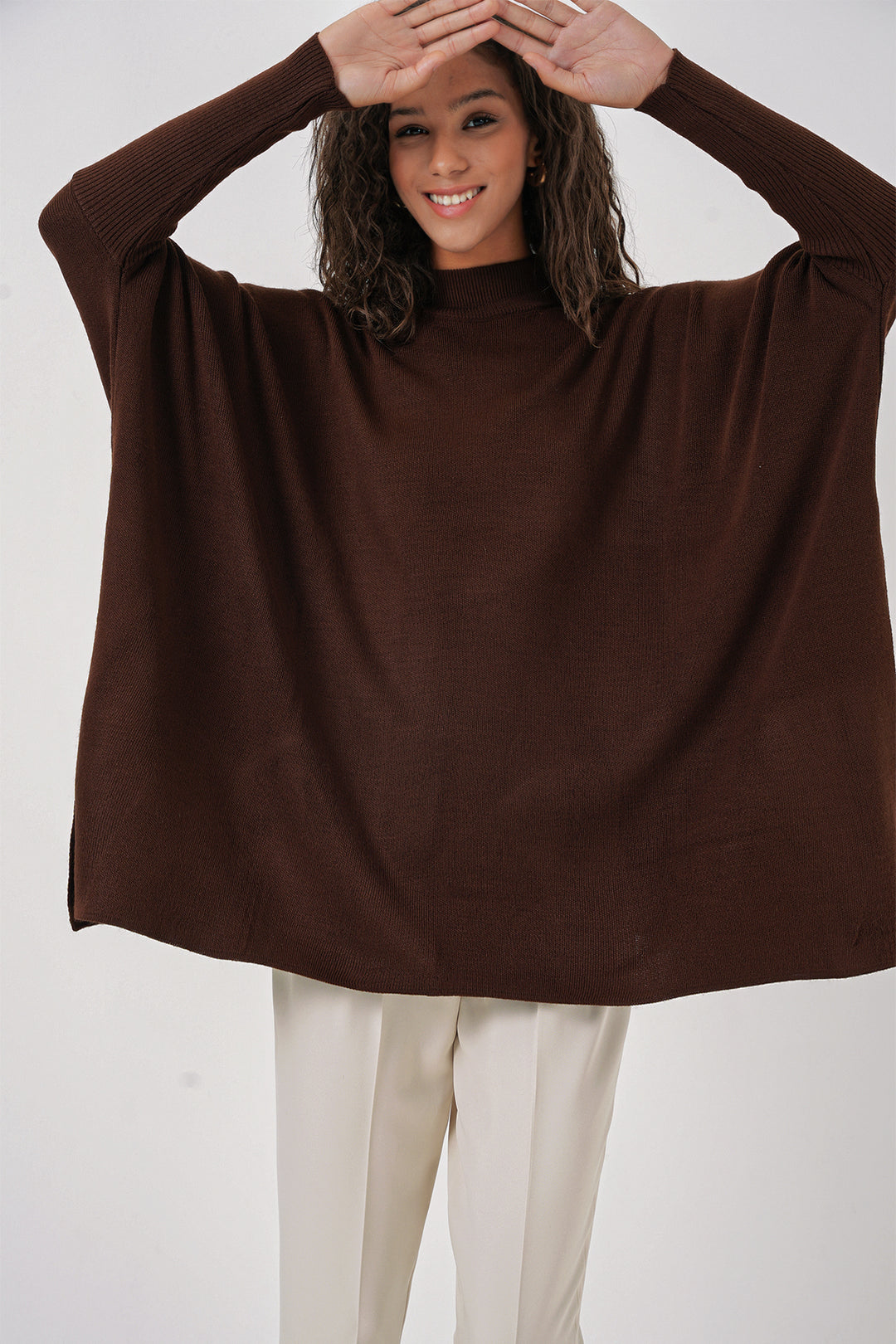 Bigdart Pull poncho avec fente 15783 - Marron