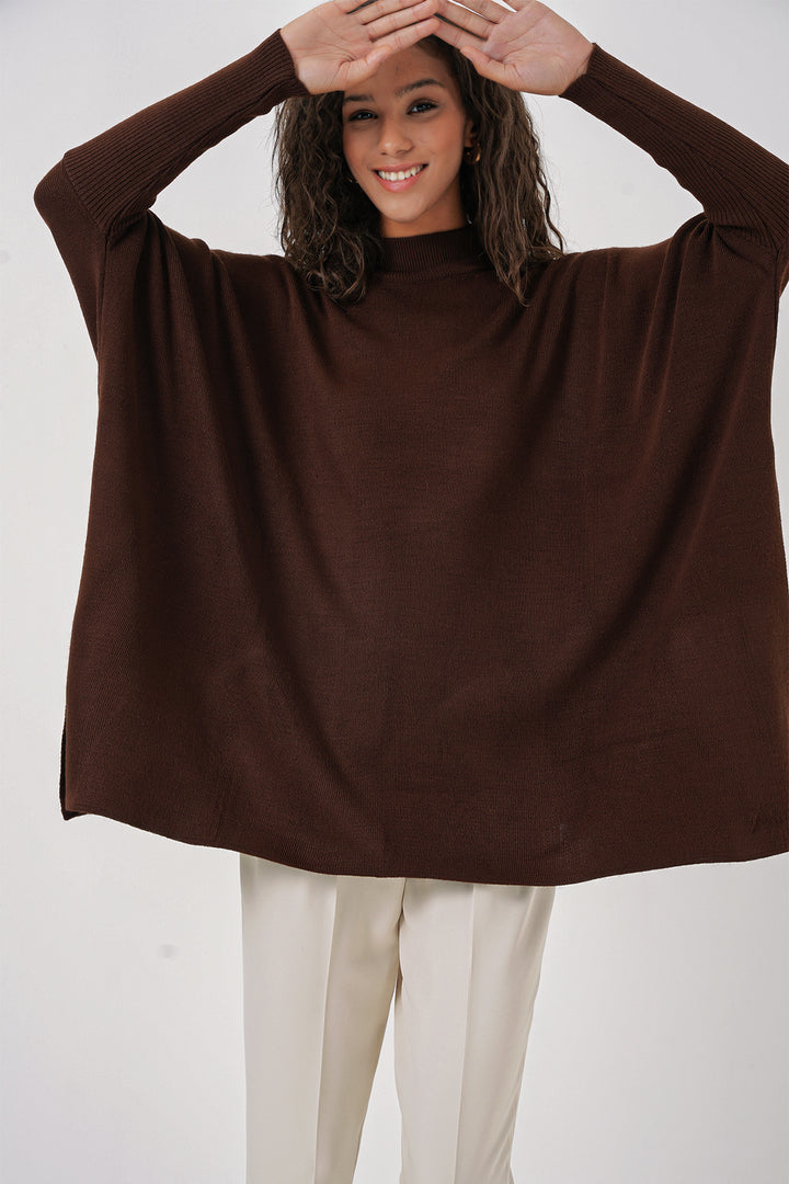 Bigdart Pull poncho avec fente 15783 - Marron