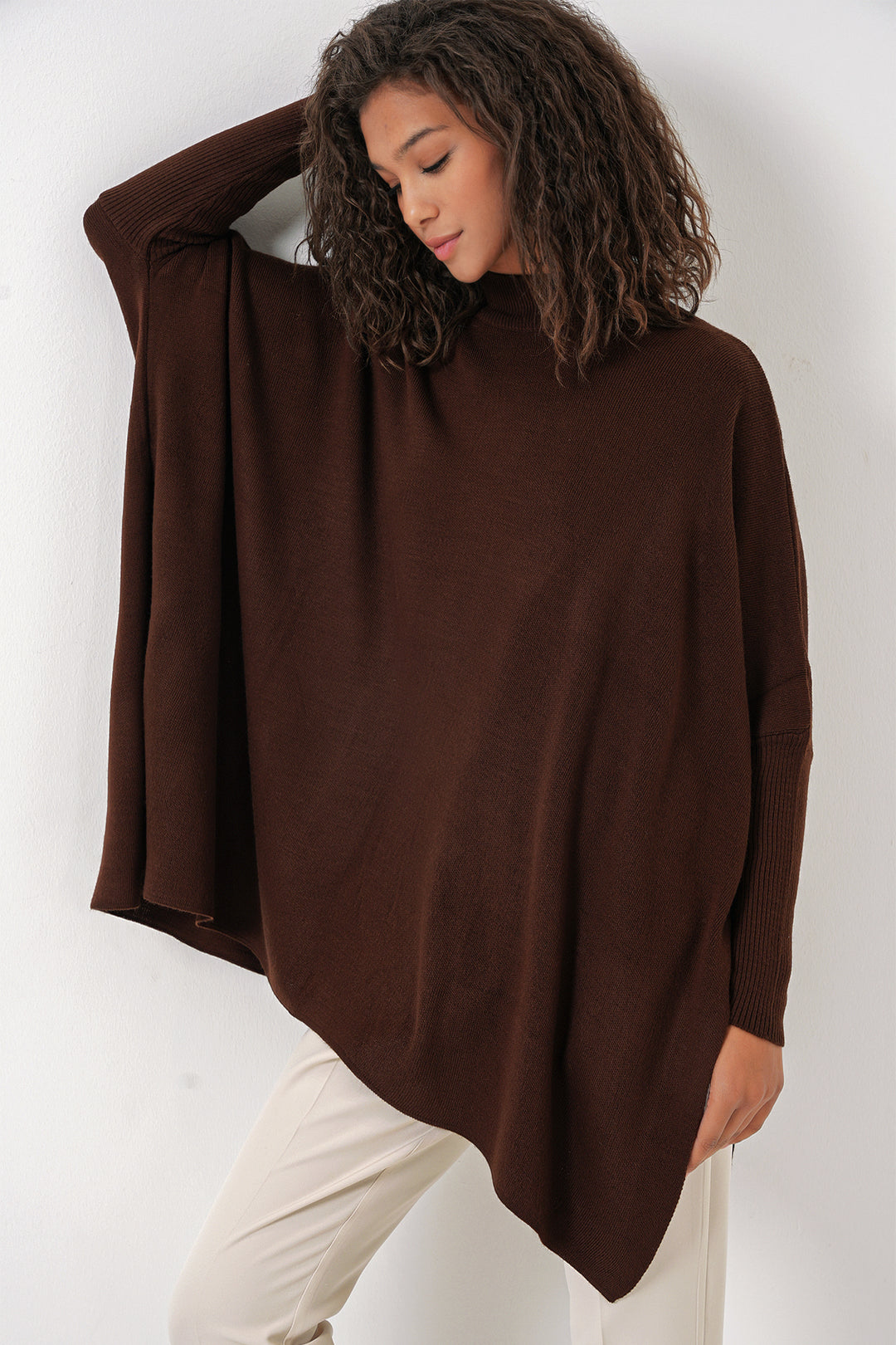 Bigdart Pull poncho avec fente 15783 - Marron