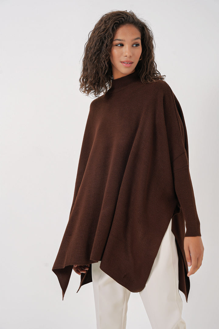 Bigdart Pull poncho avec fente 15783 - Marron