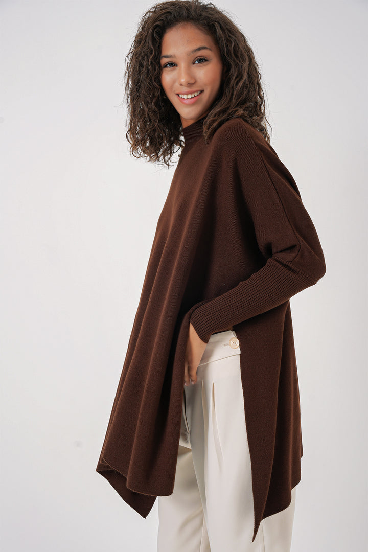 Bigdart Pull poncho avec fente 15783 - Marron