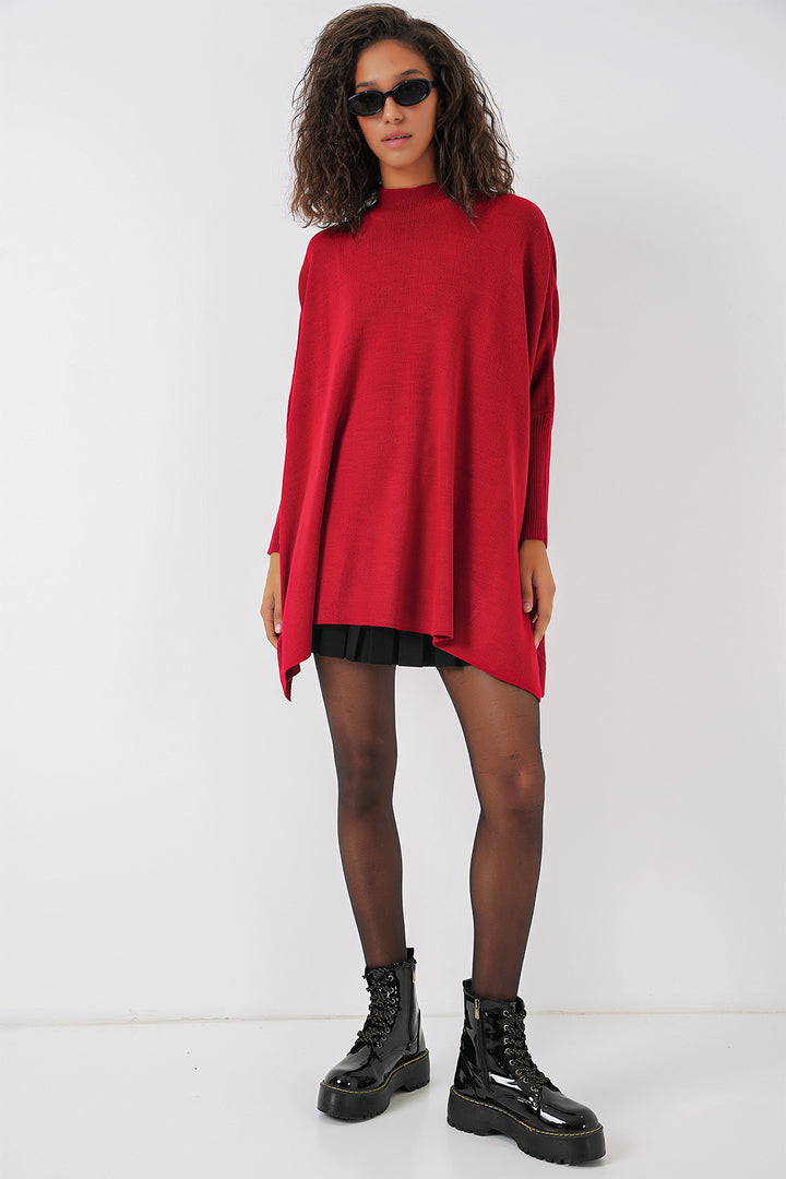 Bigdart 15783 Pull poncho fendu - Rouge