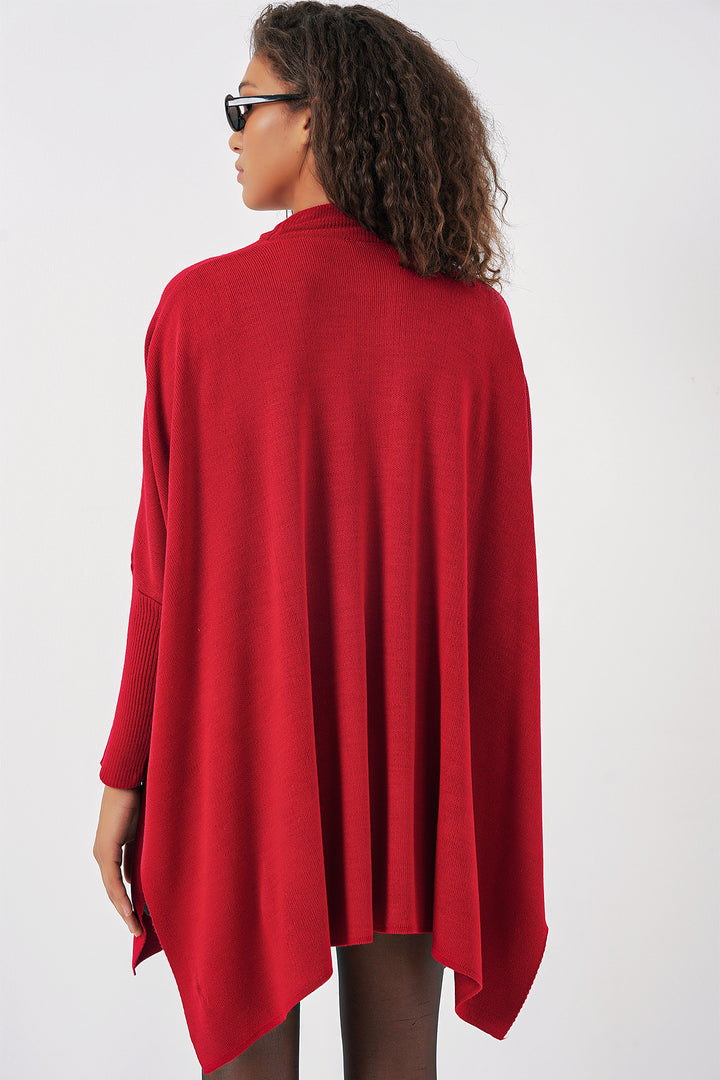 Bigdart 15783 Pull poncho fendu - Rouge