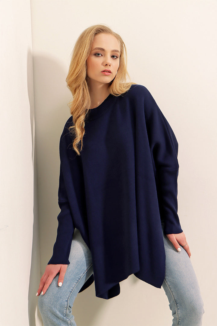 Bigdart Pull Poncho Fendu 15783 - Bleu marine