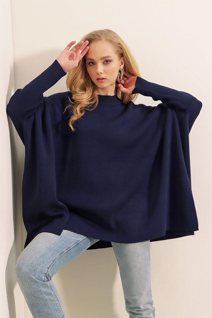 Bigdart Pull Poncho Fendu 15783 - Bleu marine