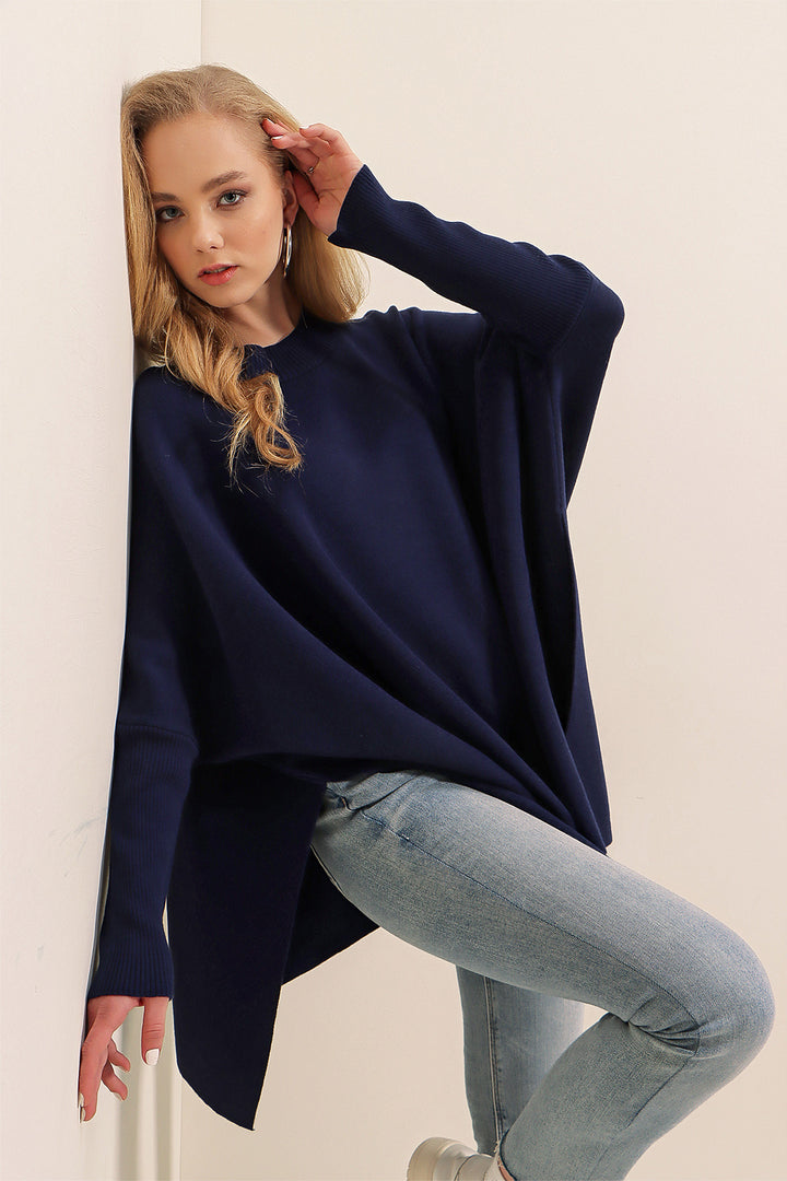 Bigdart Pull Poncho Fendu 15783 - Bleu marine