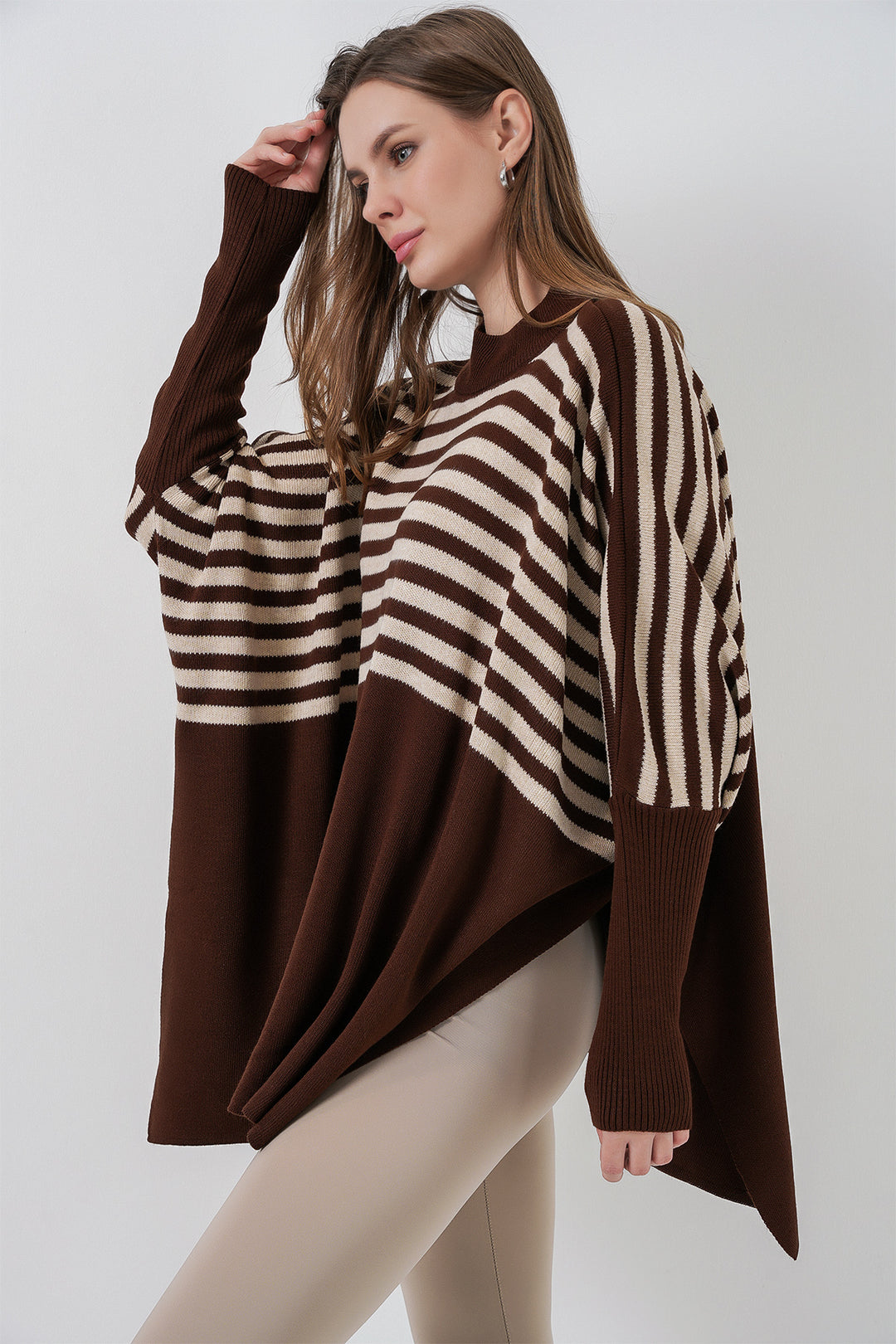 Bigdart 15783 Pull Poncho Fendu - m. Marron