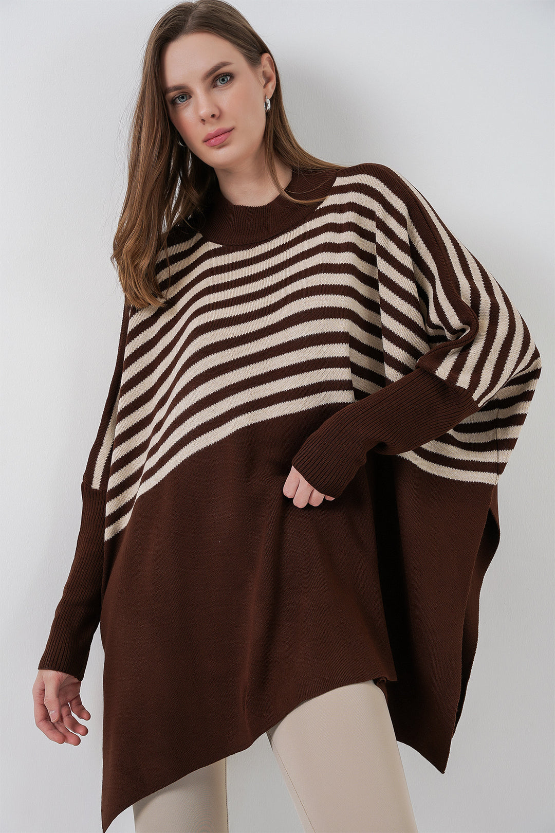 Bigdart 15783 Pull Poncho Fendu - m. Marron