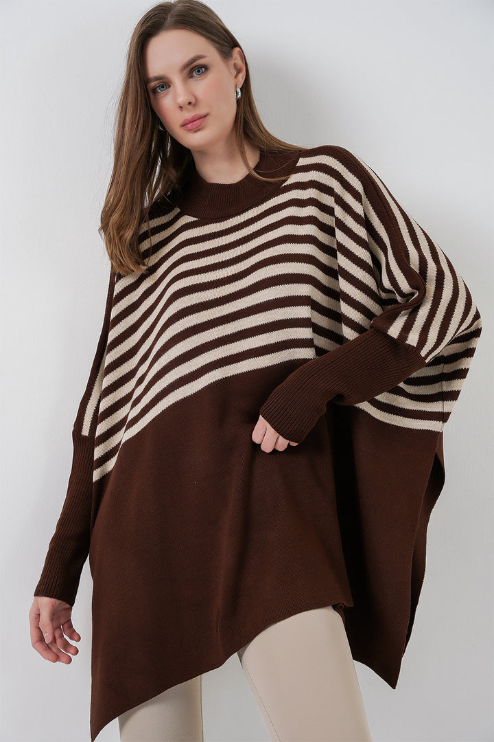 Bigdart 15783 Pull Poncho Fendu - m. Marron