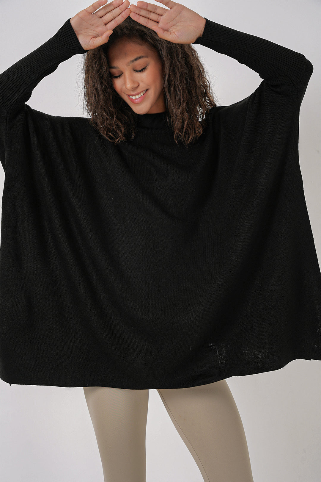 Bigdart 15783 Pull poncho fendu - Noir