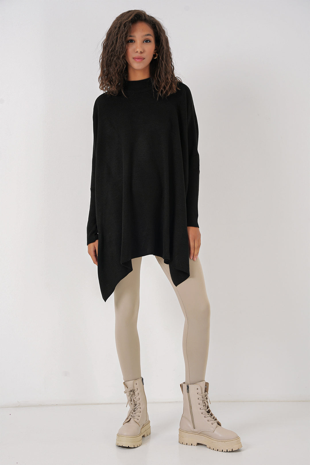 Bigdart 15783 Pull poncho fendu - Noir