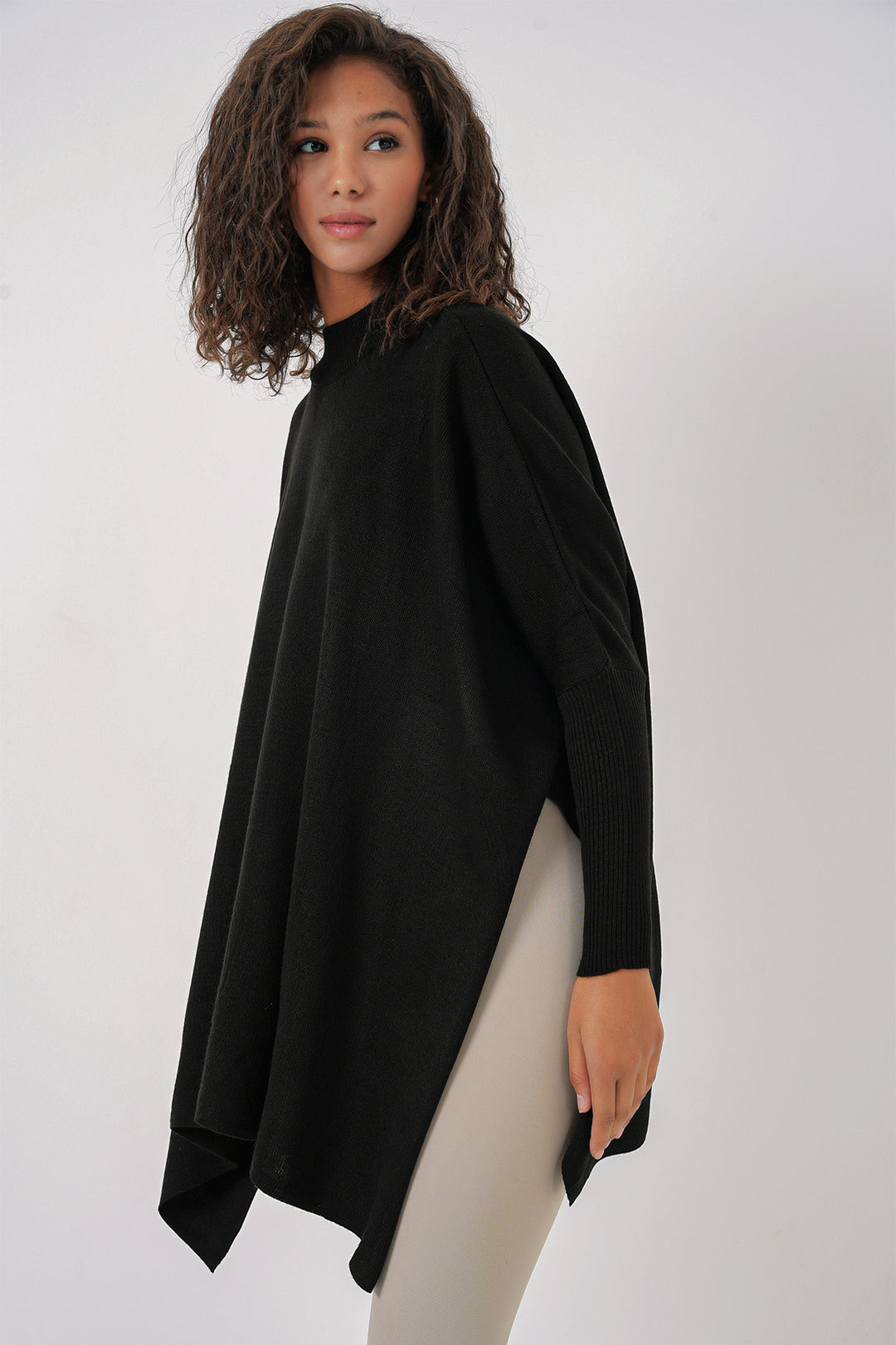 Bigdart 15783 Pull poncho fendu - Noir