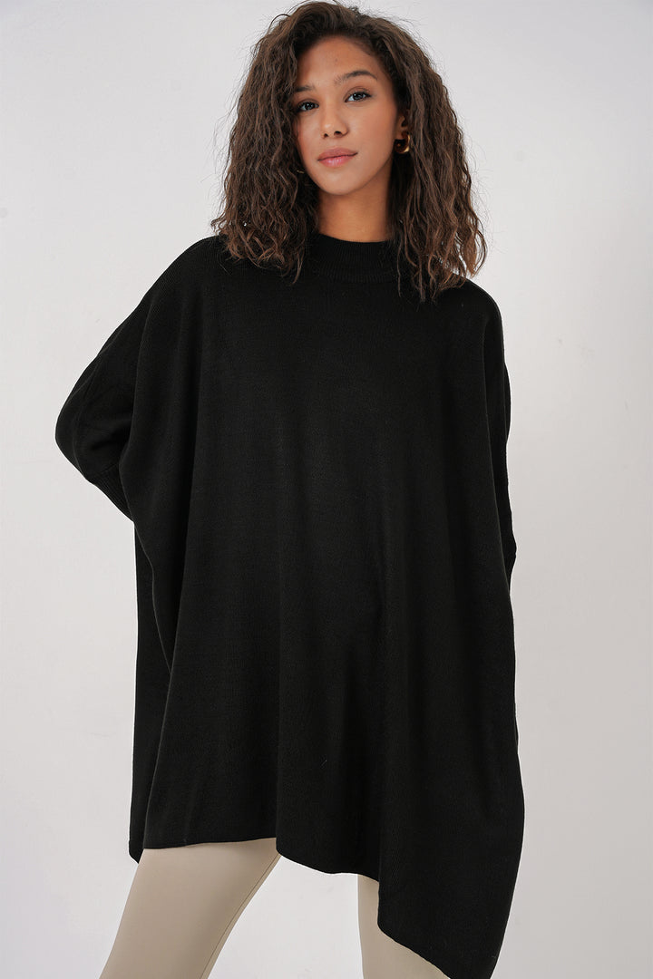 Bigdart 15783 Pull poncho fendu - Noir