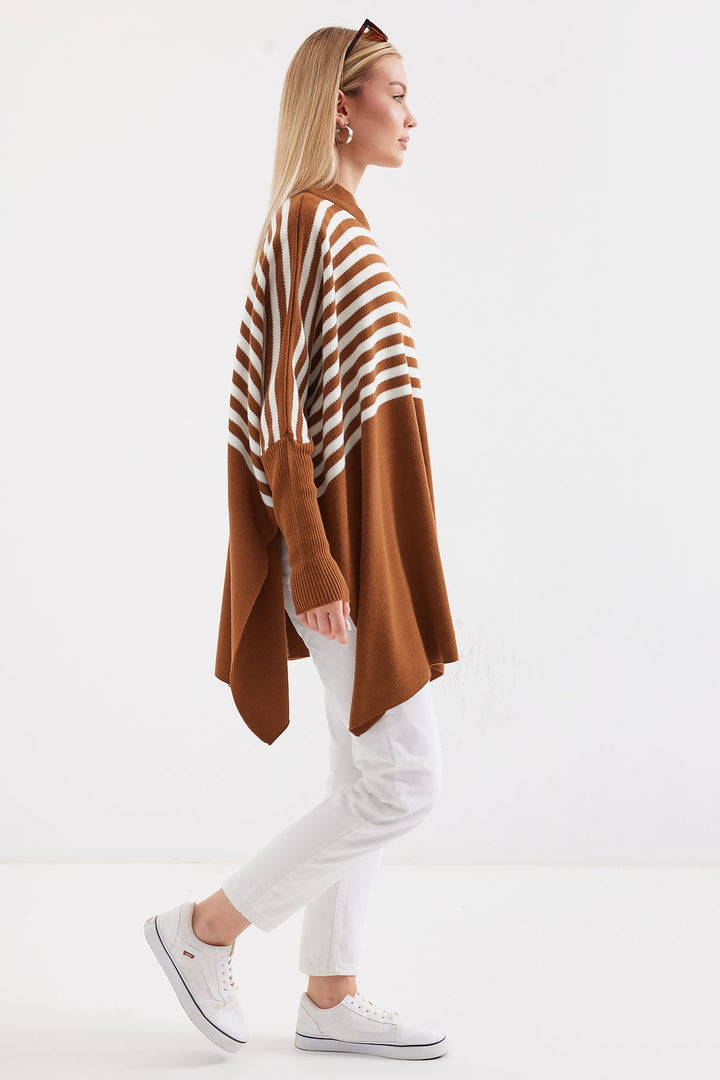 Bigdart 15783 Pull Poncho Fendu - sütlü Marron