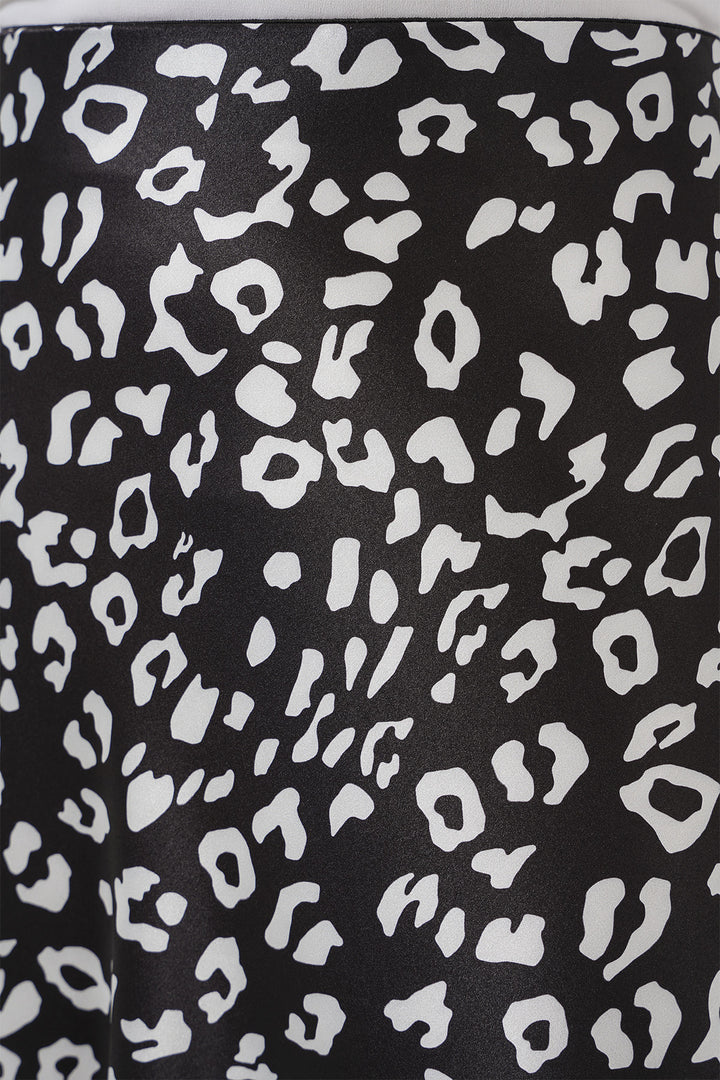 Bigdart Jupe en satin à motifs noir et blanc pour femme 15806 - Noir