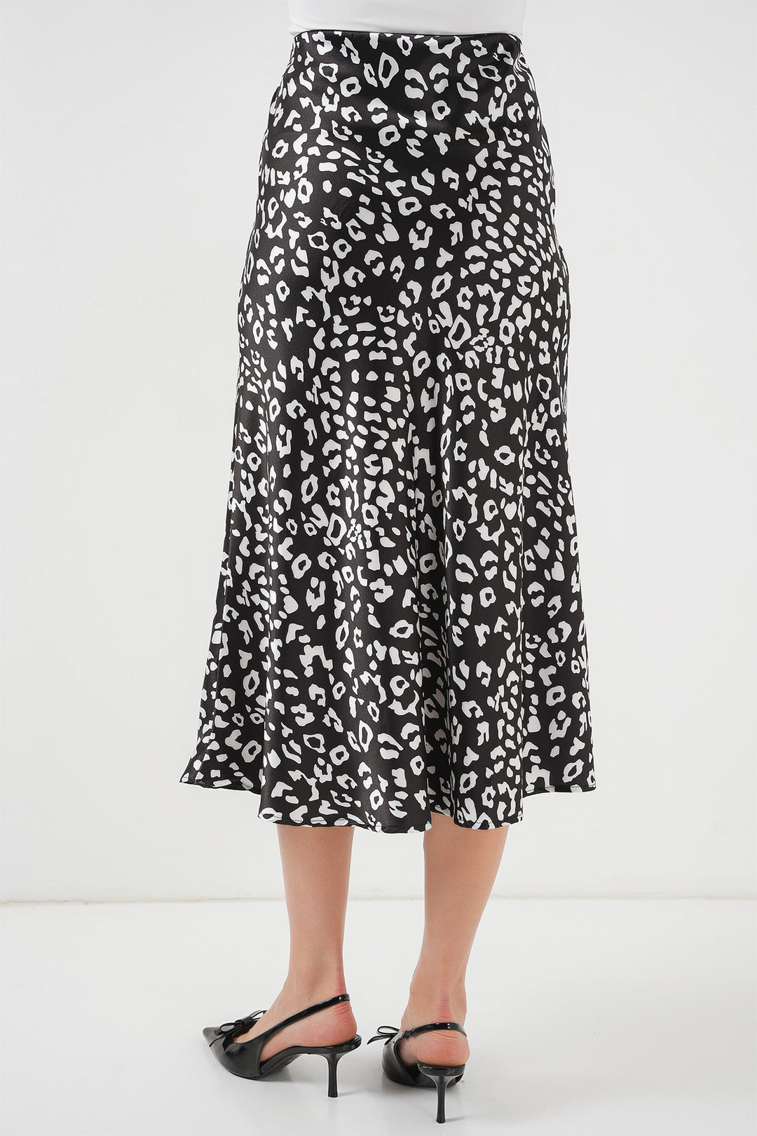 Bigdart Jupe en satin à motifs noir et blanc pour femme 15806 - Noir