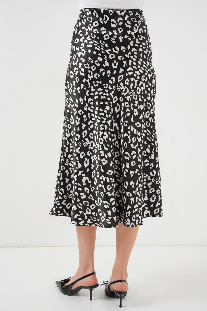 Bigdart Jupe en satin à motifs noir et blanc pour femme 15806 - Noir
