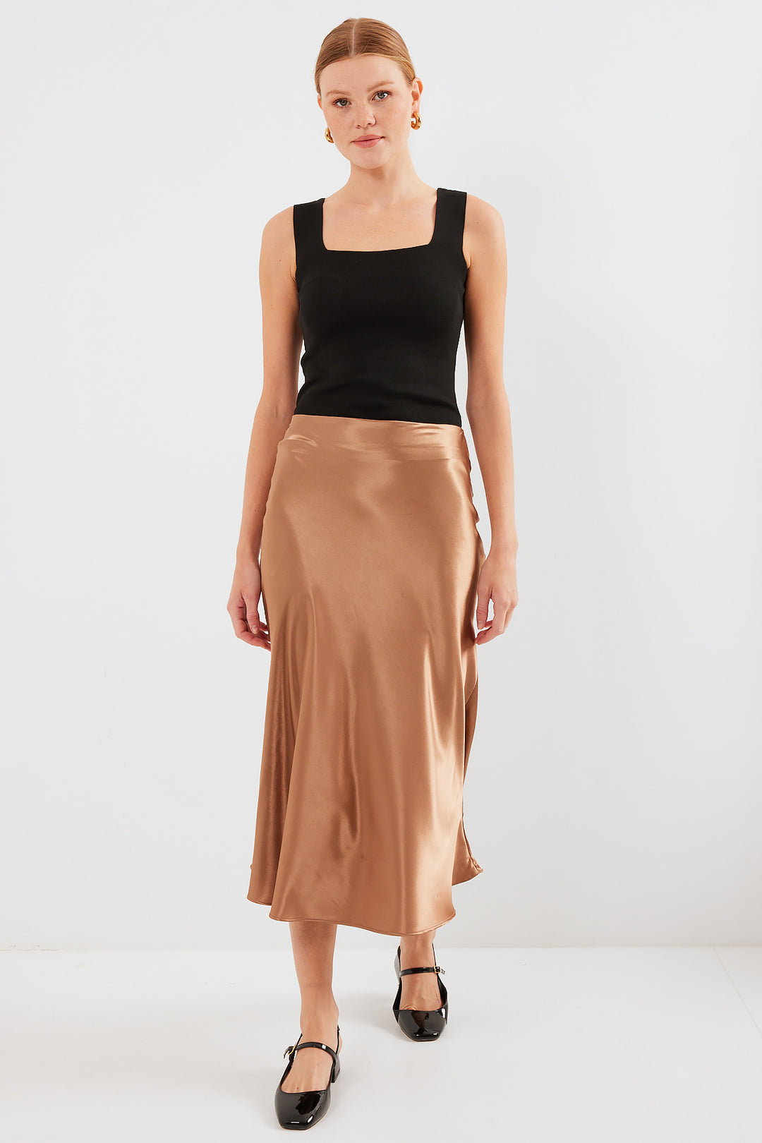 Bigdart 15806 Jupe en satin - Marron clair