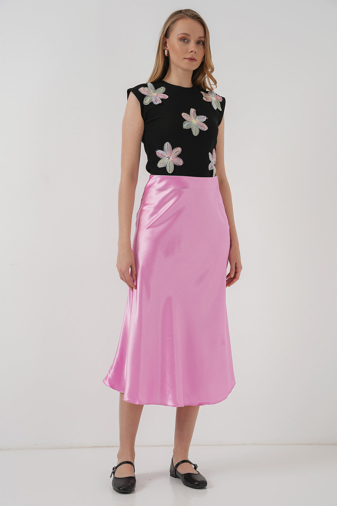 Bigdart Jupe en satin 15806 - Rose