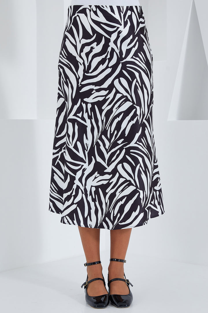 Bigdart Jupe en satin à motifs noir et blanc pour femme 15806