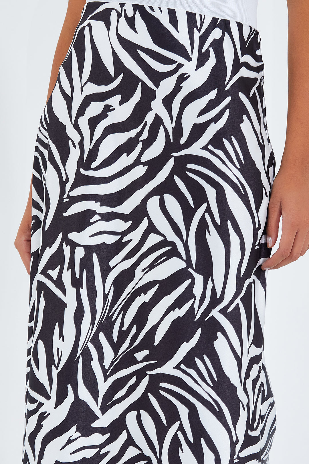 Bigdart Jupe en satin à motifs noir et blanc pour femme 15806