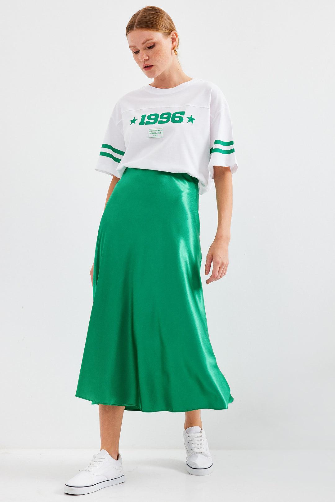 Bigdart 15806 Jupe en satin - Vert
