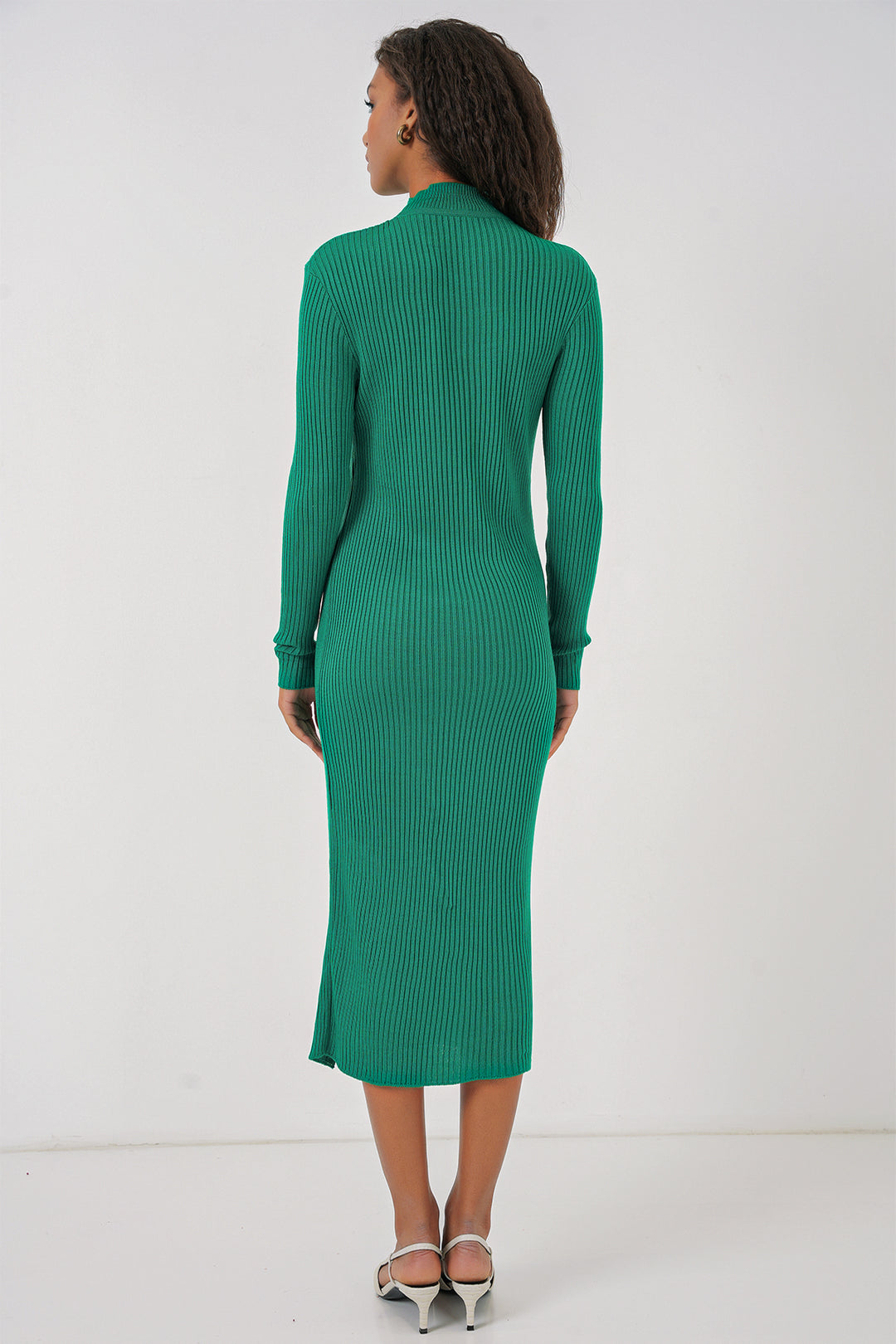 Bigdart Robe en tricot fendue 15828 - Vert